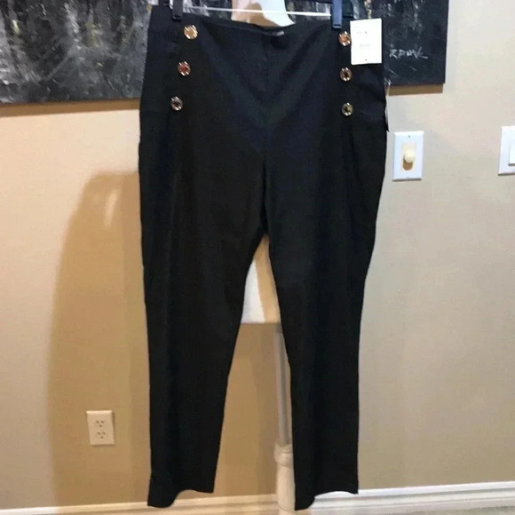 NWT TOMMY HILFIGER Dark Gray Pinstripe Stretch Ankle Length Pants Slim Fit-16 - Picture 1 of 12